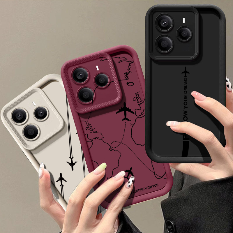 Xiaomi Redmi Note 14 - 항공기 경로 패턴 TPU 폰 케이스